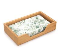 Gtencemen Bamboo Napkin Holder for Kitchen Table Bathroom Paper Towel Holder Farmhouse Flat Napkin Holders Guest Towel Holder Hand Towel Tray Rectangle Napkin Holder