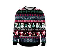 GTETKDE Unisex Ugly Christmas Sweater 3D Printed Funny Graphic Long Sleeve T-Shirt Crewneck Sweatshirts, Snowman, XXL