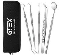 GTEX Plaque Remover for Teeth, 5PC Dental Tools Kit for Teeth Cleaning Plaque Removal, Tartar Remover for Teeth Dental Plaque Removal Tool Dental Mirror Teeth Cleaning Kit for Home Use