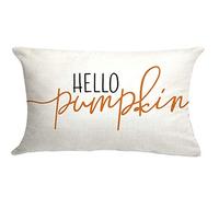 GTEXT 12x20 inch Fall Throw Pillow Cover Hello Pumpkin Cushion Cover Autumn Decor Fall Pumpkins Pillow Cover Outdoor Pillow Linen Square Cushion,Sofa Fall Pillow Cover