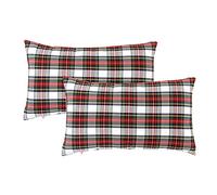 GTEXT 2 Pack Christmas Decor White Plaids Pillow Covers Buffalo Check Throw Pillow Cover Tartan Cuhion Cover Case for Couch Sofa Home Decoration Cotton 20 X 12 Inches