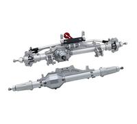 GTFRUQAS RC Axle Spare Parts For Axial For Wraith 90018 RR10 For Capra 1.9 For UTB 1/10 Front Rear Axle CNC Aluminum Complete With Tie Rod Servo Mount RC Crawler(Gray,1set)