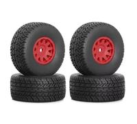 GTFRUQAS Rc Car Tyre Tire Wheels For Arrma For Mojave For GROM ARA550116 1/14 Wheels 4pcs 65mm Rubber Tires With 12mm Hex Hubs RC Upgrade Parts(Red)