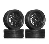 GTFRUQAS Rc Car Tyre Tire Wheels For HPI For KYOSHO For Tamiya XV02 XV01 TA06 For TT01 For TT02 PTG2 1/10 RC Car For Rally For Racing Wheels Tires On Road Car Rubber Tyres 12mm Hex(Black)