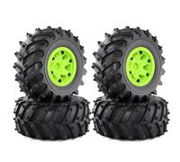 GTFRUQAS Rc Car Tyre Tire Wheels For SCX10 For Traxxas For HIMOTO For HSP For HPI For Tamiya For Kyosho 1/10 4pcs 12mm Hex Wheel 128mm Monster Truck For Buggy Tires Upgrade Parts(Green)