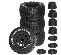 GTFRUQAS Rc Car Tyre Tire Wheels For Sledge For Arrma For Kraton For Outcast For Tamiya For HSP 1/7 1/8 4pcs 175mm Monster Stunt Truck Tire 17mm Wheel Hex RC Car Parts(Black)