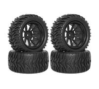 GTFRUQAS Rc Car Tyre Tire Wheels For Traxxas For Arrma For Redcat For HSP For HPI For Tamiya For Kyosho 1/10 128MM RC Monster Truck For Buggy Tire Tyre Wheel Foam Inserts 12mm Hex(Black)
