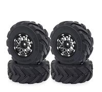 GTFRUQAS Rc Car Tyre Tire Wheels For TRX4M For Bronco For Defender 1/18 For Axial For SCX24 1/24 Metal Beadlock Wheel Rims 54/62mm All For Terrain Mud Rubber Tires RC Car(Black,54mm)