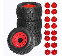 GTFRUQAS RC Models For MAXX For ARRMA For Granite For KRATON For Outcast For Losi For Redcat 1/10 Monster Stunt Truck Tire 12mm 14mm Hex 4pcs 128mm(Red)