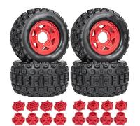 GTFRUQAS RC Models For Traxxas For MAXX For ARRMA For Granite For KRATON For Losi For Redcat 1/10 Truck Tire 4pcs 128mm Monster Stunt 12mm And 14mm Hex(Red)