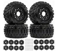 GTFRUQAS RC Repairs Components For Arrma Big For Rock For Granite For Vorteks 3S For Traxxas For Rustler 1/10 4Pcs 2.8" MT Tires With 12mm/14mm Hex Adapter RC Truck Tires(Black)