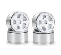 GTFRUQAS RC Repairs Components For Axial For SCX24 90081 AXI00002 For Deadbolt B-17 Betty 1/24 4PCS 1.0" CNC Metal Beadlock Wheel Rims RC Crawler Car(Silver)