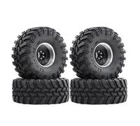 GTFRUQAS RC Tires For Axial For Capra For Wraith For Traxxas For TRX4 Gen8 For Everest Gen 7 Pro2.2 Tires & Beadlock Wheels 12mm Hex Rims Rc Car Parts(Black Silvery)
