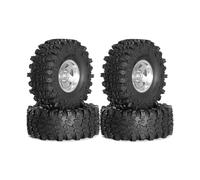 GTFRUQAS RC Tires For Axial For SCX10 For Wraith RR10 For Capra For Traxxas For TRX4 YK4082 1/10 4pcs Metal 1.9" Beadlock Wheel Rim Tire Set 118mm RC Car(Silver)