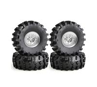 GTFRUQAS RC Tires For Axial For SCX10 Pro For Wraith For Capra RR10 RBX10 For Traxxas For TRX4 1/10 2.2" Metal Beadlock Wheel Tire Set 4pcs OD 150mm RC Car(Silver)