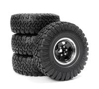 GTFRUQAS RC Tires For Traxxas For TRX4 4WD D90 D110 For Axial For SCX10 For MST 1/10 4pcs 115mm 1.9" Metal Beadlock Wheel Rim Rubber Tire Set RC Crawler Car(Black)