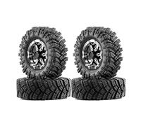 GTFRUQAS RC Tires For Traxxas For TRX4 4WD D90 D110 For Axial For SCX10 For MST 1/10 4pcs 98mm 1.9" Metal Beadlock Wheel Rim Rubber Tire Set RC Crawler Parts