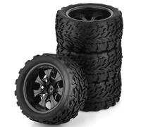 GTFRUQAS Rc Wheel Rim Tire For Traxxas For Scx10 For HPI For HSP For Tamiya For Kyosho For Wltoys Wheel Hub Hot Wheels Tire For Rc Car 1/10 For Monster Truck Off Road(Black)