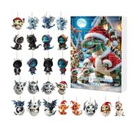 GTFYUDGH 2025 Christmas Countdown Calendar - 24 Pendant Dragon Countdown Calendar for the Christmas Season, Acrylic Cute 2D Flat Keepsake - for Mantle, Christmas Tree, and