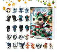 GTFYUDGH Christmas Countdown Calendar, 24 Pendants Dragon Countdown Calendar for the Christmas Season, Acrylic Cute 2D Flat Keepsake, for Mantle, Christmas Tree, and