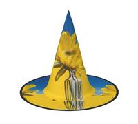 GTGHYLHA A Beautiful Sunflower Full Screen Printed Oxford Fabric Soft And Comfortable Unisex Carnival Halloween Party Witch Hat