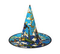 GTGHYLHA Almond Blossom Full Screen Printed Oxford Fabric Soft And Comfortable Unisex Carnival Halloween Party Witch Hat