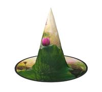 GTGHYLHA Beautiful Lotus Flower Full Screen Printed Oxford Fabric Soft And Comfortable Unisex Carnival Halloween Party Witch Hat