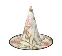 GTGHYLHA Beauty Pink Roses Full Screen Printed Oxford Fabric Soft And Comfortable Unisex Carnival Halloween Party Witch Hat