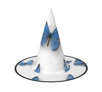 GTGHYLHA Blue Butterfly On Blossom Flower Full Screen Printed Oxford Fabric Soft And Comfortable Unisex Carnival Halloween Party Witch Hat