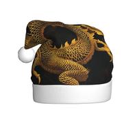 GTGHYLHA Chinese Golden Yellow Dragon Full Screen Printed Polyester Fabric, Suitable For Both Men And Women, Adult Plush Christmas Hats, Holiday Parties, Halloween Hats