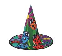 GTGHYLHA Colorful Ladybird Full Screen Printed Oxford Fabric Soft And Comfortable Unisex Carnival Halloween Party Witch Hat