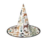 GTGHYLHA Corgi Hawaiian Tropical Summer Pineapple Full Screen Printed Oxford Fabric Soft And Comfortable Unisex Carnival Halloween Party Witch Hat