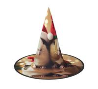 GTGHYLHA Cute Guinea Pigs Wearing Christmas Hat Full Screen Printed Oxford Fabric Soft And Comfortable Unisex Carnival Halloween Party Witch Hat