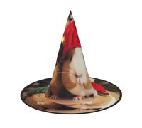 GTGHYLHA Cute Guinea Pigs Wearing Hat Full Screen Printed Oxford Fabric Soft And Comfortable Unisex Carnival Halloween Party Witch Hat