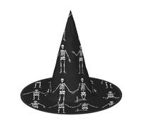 GTGHYLHA Cute Skeleton Dancing Full Screen Printed Oxford Fabric Soft And Comfortable Unisex Carnival Halloween Party Witch Hat
