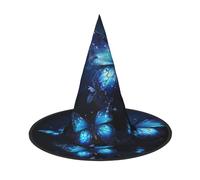 GTGHYLHA Dark Blue Butterflies Full Screen Printed Oxford Fabric Soft And Comfortable Unisex Carnival Halloween Party Witch Hat
