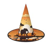 GTGHYLHA Elephant And Giraffe In The Sunset Full Screen Printed Oxford Fabric Soft And Comfortable Unisex Carnival Halloween Party Witch Hat