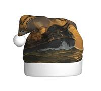 GTGHYLHA Fantasy Pirate Ship Full Screen Printed Polyester Fabric, Suitable For Both Men And Women, Adult Plush Christmas Hats, Holiday Parties, Halloween Hats