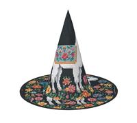GTGHYLHA Flower Alpaca Full Screen Printed Oxford Fabric Soft And Comfortable Unisex Carnival Halloween Party Witch Hat