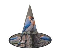 GTGHYLHA Four Birds Full Screen Printed Oxford Fabric Soft And Comfortable Unisex Carnival Halloween Party Witch Hat