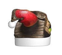 GTGHYLHA Fruits On Wood Floor Full Screen Printed Polyester Fabric, Suitable For Both Men And Women, Adult Plush Christmas Hats, Holiday Parties, Halloween Hats