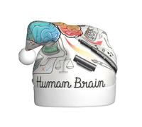 GTGHYLHA Human Brain Full Screen Printed Polyester Fabric, Suitable For Both Men And Women, Adult Plush Christmas Hats, Holiday Parties, Halloween Hats