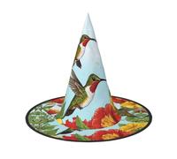 GTGHYLHA Hummingbirds Red Flower Hibiscus Full Screen Printed Oxford Fabric Soft And Comfortable Unisex Carnival Halloween Party Witch Hat