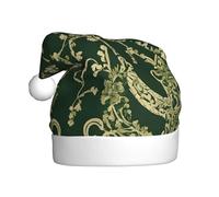 GTGHYLHA Hunter Green Floral Petals Pattern Full Screen Printed Polyester Fabric, Suitable For Both Men And Women, Adult Plush Christmas Hats, Holiday Parties, Halloween Hats