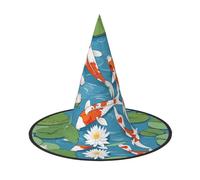 GTGHYLHA Japanese Pretty Koi Fish Full Screen Printed Oxford Fabric Soft And Comfortable Unisex Carnival Halloween Party Witch Hat