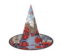 GTGHYLHA London Full Screen Printed Oxford Fabric Soft And Comfortable Unisex Carnival Halloween Party Witch Hat