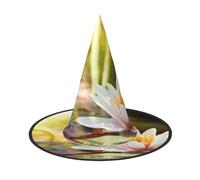 GTGHYLHA Lotus Blossom Full Screen Printed Oxford Fabric Soft And Comfortable Unisex Carnival Halloween Party Witch Hat