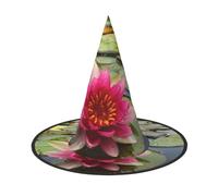 GTGHYLHA Lotus Flower Full Screen Printed Oxford Fabric Soft And Comfortable Unisex Carnival Halloween Party Witch Hat