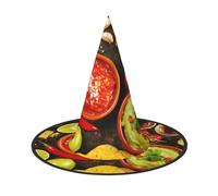 GTGHYLHA Mexican Food Full Screen Printed Oxford Fabric Soft And Comfortable Unisex Carnival Halloween Party Witch Hat