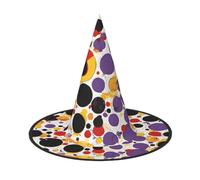 GTGHYLHA Mid Century Modern Retro With Drop Shapes Full Screen Printed Oxford Fabric Soft And Comfortable Unisex Carnival Halloween Party Witch Hat